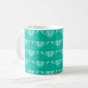 Stylised Deco butterfly  - turquoise and aqua Coffee Mug