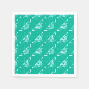 Stylised Deco butterfly  - turquoise and aqua Napkin