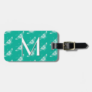 Stylised Deco butterfly  - turquoise Luggage Tag