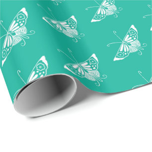Stylised Deco butterfly  - turquoise Wrapping Paper
