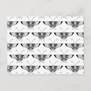 Stylised Deco butterfly  - white and black Postcard