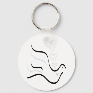 Stylised Dove in Pastel Colours Key Ring