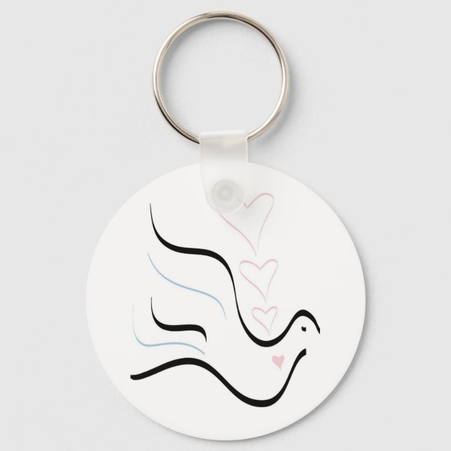 Stylised Dove in Pastel Colours Key Ring (Front)