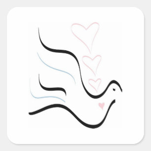 Stylised Dove in Pastel Colours Square Sticker