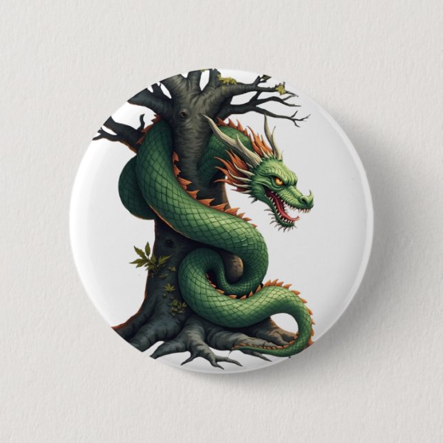  Stylised Dragon 6 Cm Round Badge (Front)