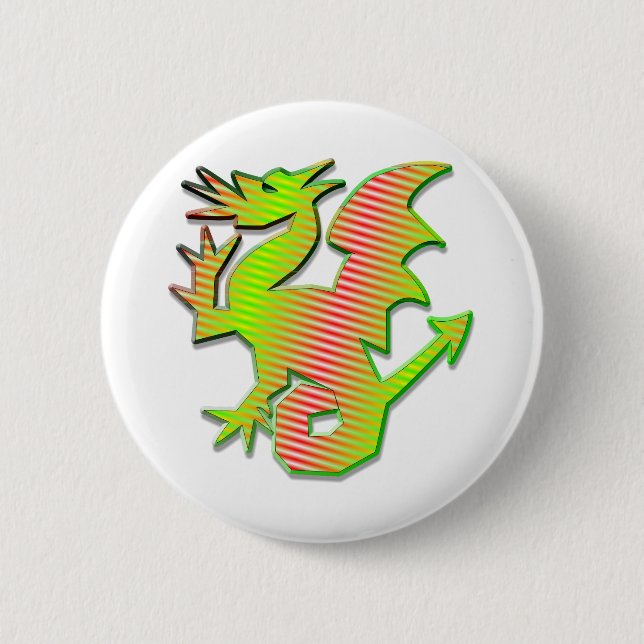Stylised Dragon 6 Cm Round Badge (Front)