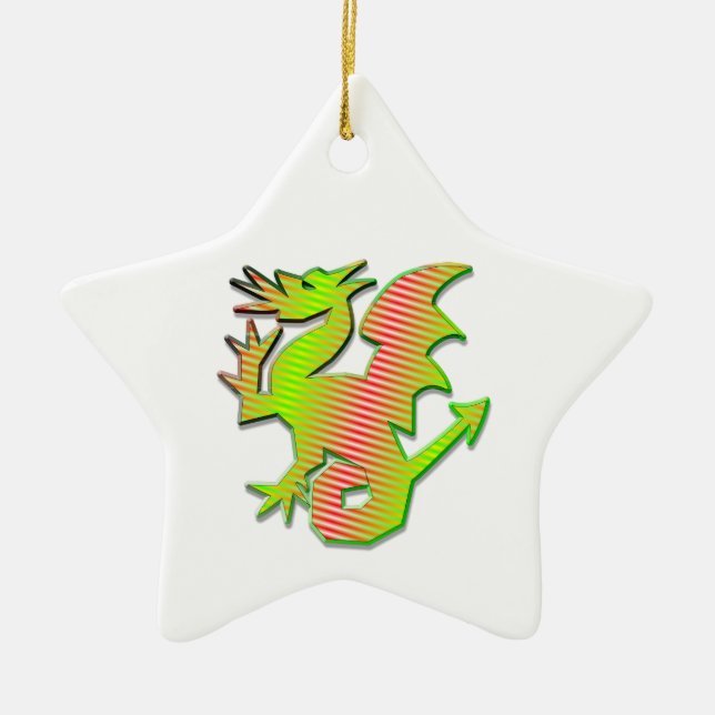 Stylised Dragon Ceramic Tree Decoration (Front)