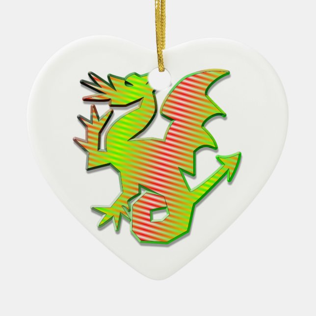 Stylised Dragon Ceramic Tree Decoration (Front)