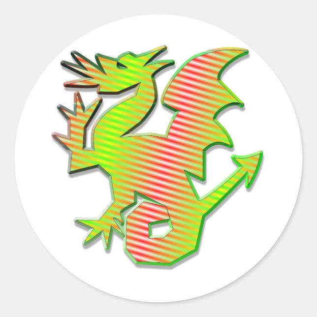 Stylised Dragon Classic Round Sticker (Front)