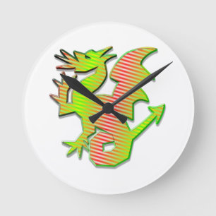 Stylised Dragon Round Clock