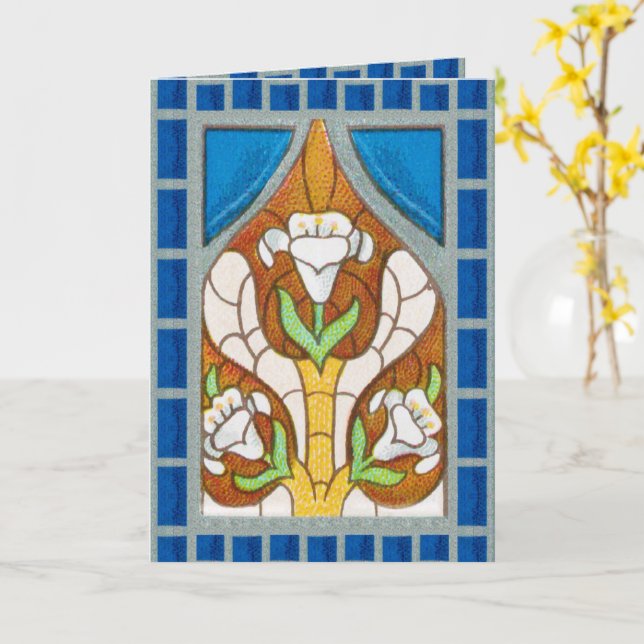 Stylised Easter Lilies (RT 02) Card (Yellow Flower)
