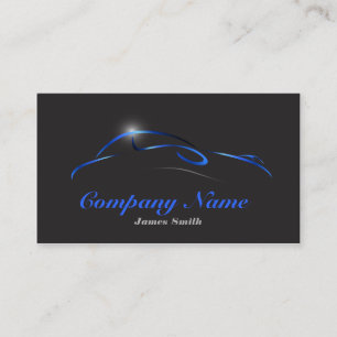 Stylised Elegant Blue on Black Auto Detail EU Business Card