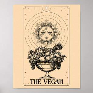 Stylised engraved sun plentiful fruits The Vegan  Poster