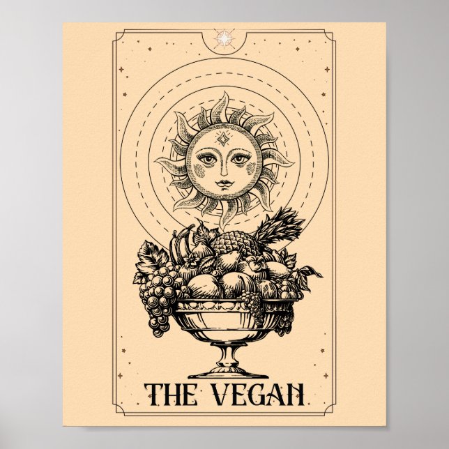 Stylised engraved sun plentiful fruits The Vegan  Poster (Front)