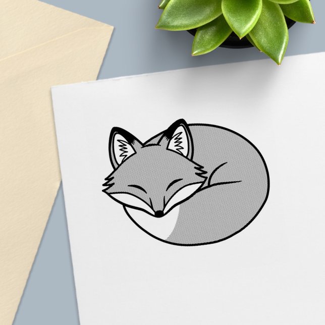 Stylised Etched Sleeping Fox Self-inking Stamp (Creator Uploaded)