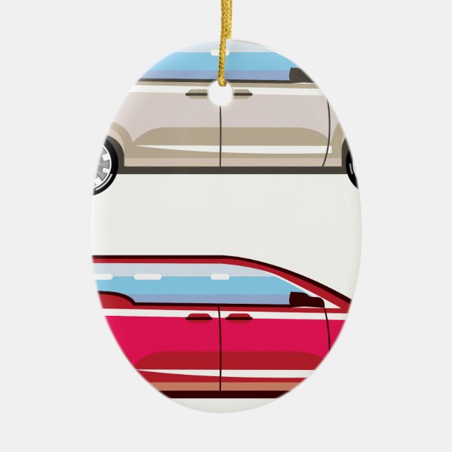 Stylised Family Van Vector Ceramic Tree Decoration (Front)