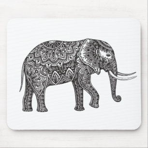 Stylised Fantasy Elephant Doodle Mouse Mat