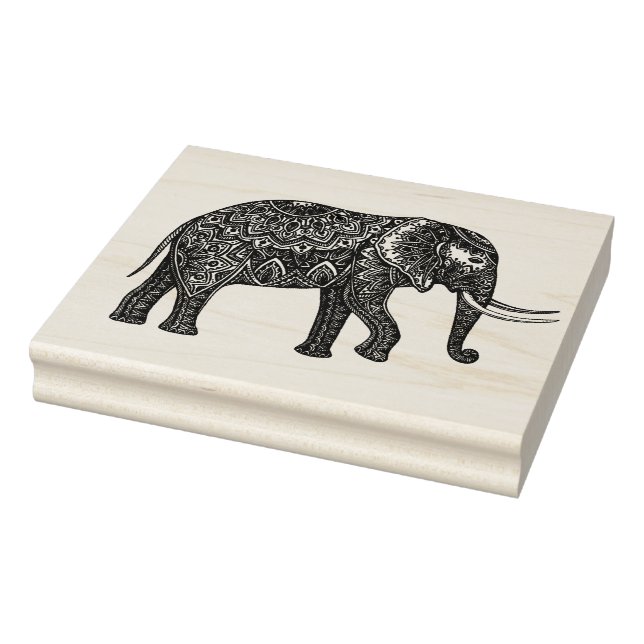 Stylised Fantasy Elephant Doodle Rubber Stamp (Stamp)