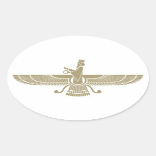Stylised Faravahar Oval Sticker