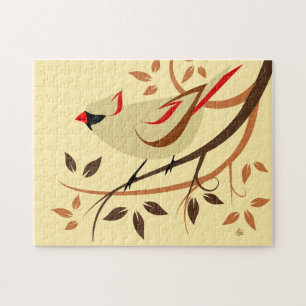 Stylised Female Northern Cardinal Bird Puzzles