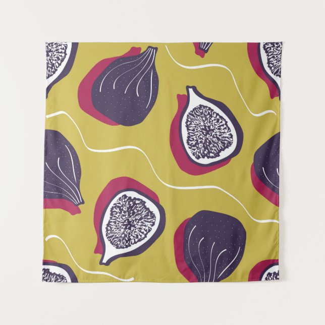 Stylised Figs Vintage Vegetable Print Tapestry (Front)