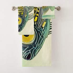 Stylised Fish Art Bath Towel Set