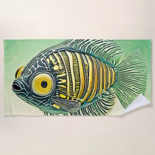 Stylised Fish Art Beach Towel