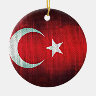 Stylised Flag of Turkey Ceramic Tree Decoration