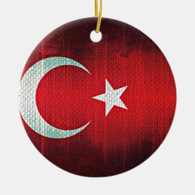 Stylised Flag of Turkey Ceramic Tree Decoration (Front)