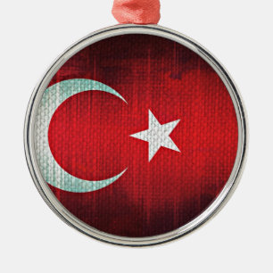 Stylised Flag of Turkey Metal Tree Decoration