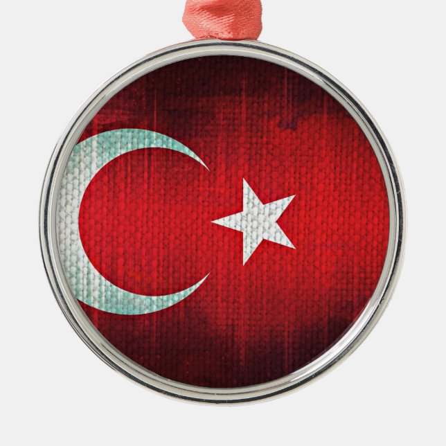 Stylised Flag of Turkey Metal Tree Decoration (Front)