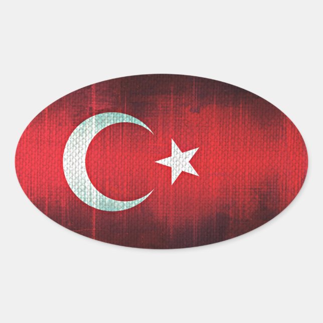 Stylised Flag of Turkey Oval Sticker (Front)