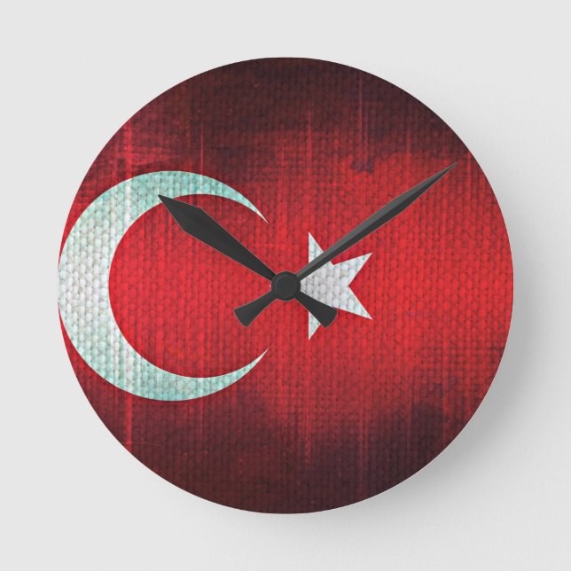 Stylised Flag of Turkey Round Clock (Front)