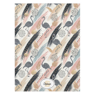 Stylised Flamingo & Brushstroke Pattern Tablecloth