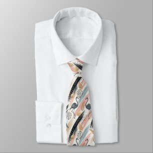 Stylised Flamingo & Brushstroke Pattern Tie