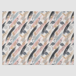 Stylised Flamingo & Brushstroke Pattern Tissue Paper