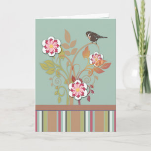 Stylised floral bird card