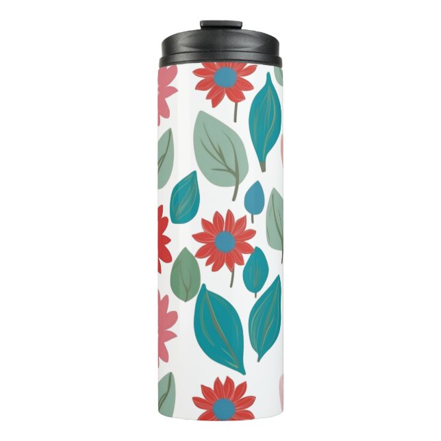 Stylised Floral Garden Pattern Thermal Tumbler (Front)