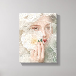 Stylised Floral Prayer Portrait Canvas Print