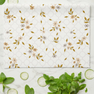Stylised Floral Print Kitchen Towel