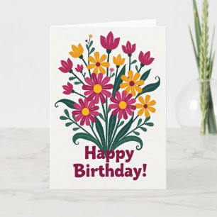 Stylised Flower Birthday Card