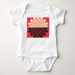 Stylised Flower: Black Red Ivory Baby Bodysuit