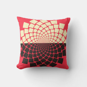 Stylised Flower: Black Red Ivory Cushion