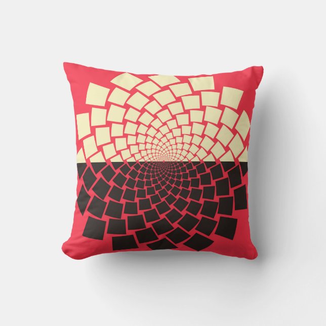 Stylised Flower: Black Red Ivory Cushion (Front)