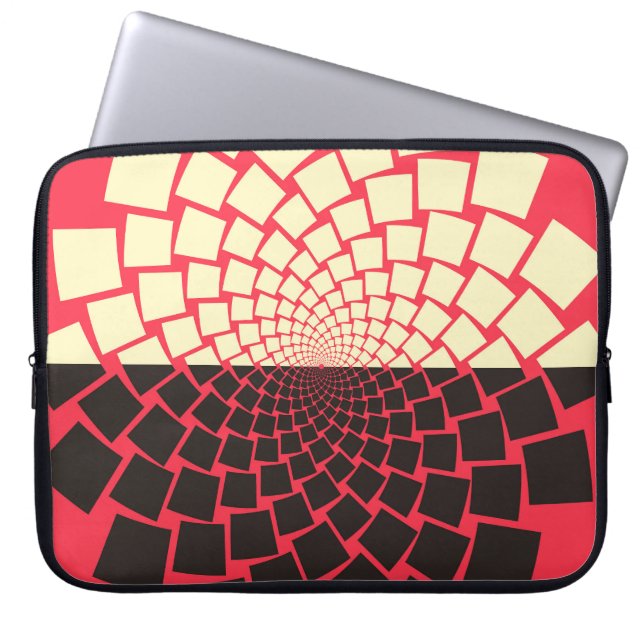Stylised Flower: Black Red Ivory Laptop Sleeve (Front)