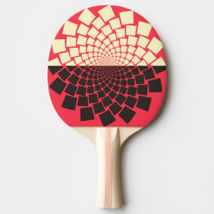 Stylised Flower: Black Red Ivory Ping Pong Paddle
