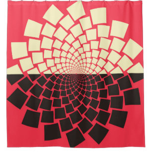 Stylised Flower: Black Red Ivory Shower Curtain