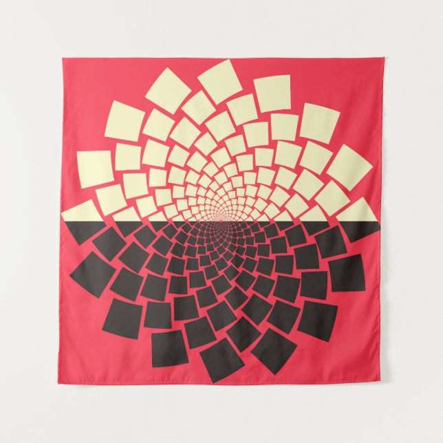 Stylised Flower: Black Red Ivory Tapestry (Front)