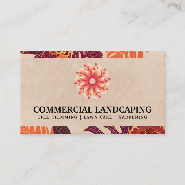 Stylised Flower | Palm Leaves Business Card (Front)