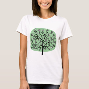 Stylised Flower Tree - Faded Green T-Shirt